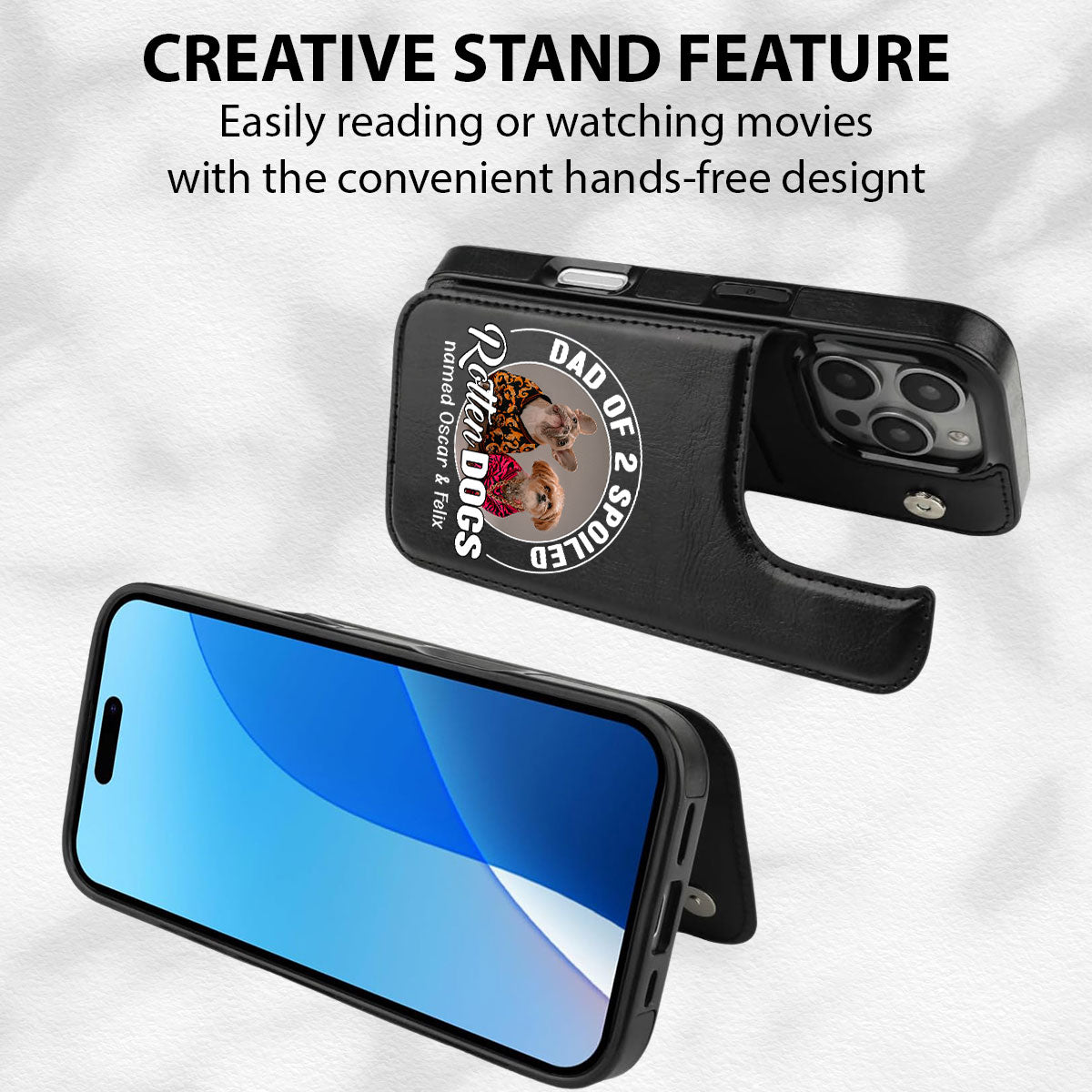 Spoiled Rotten Dog Chibi Cartoon Photo - Personalized Leather Phone Case
