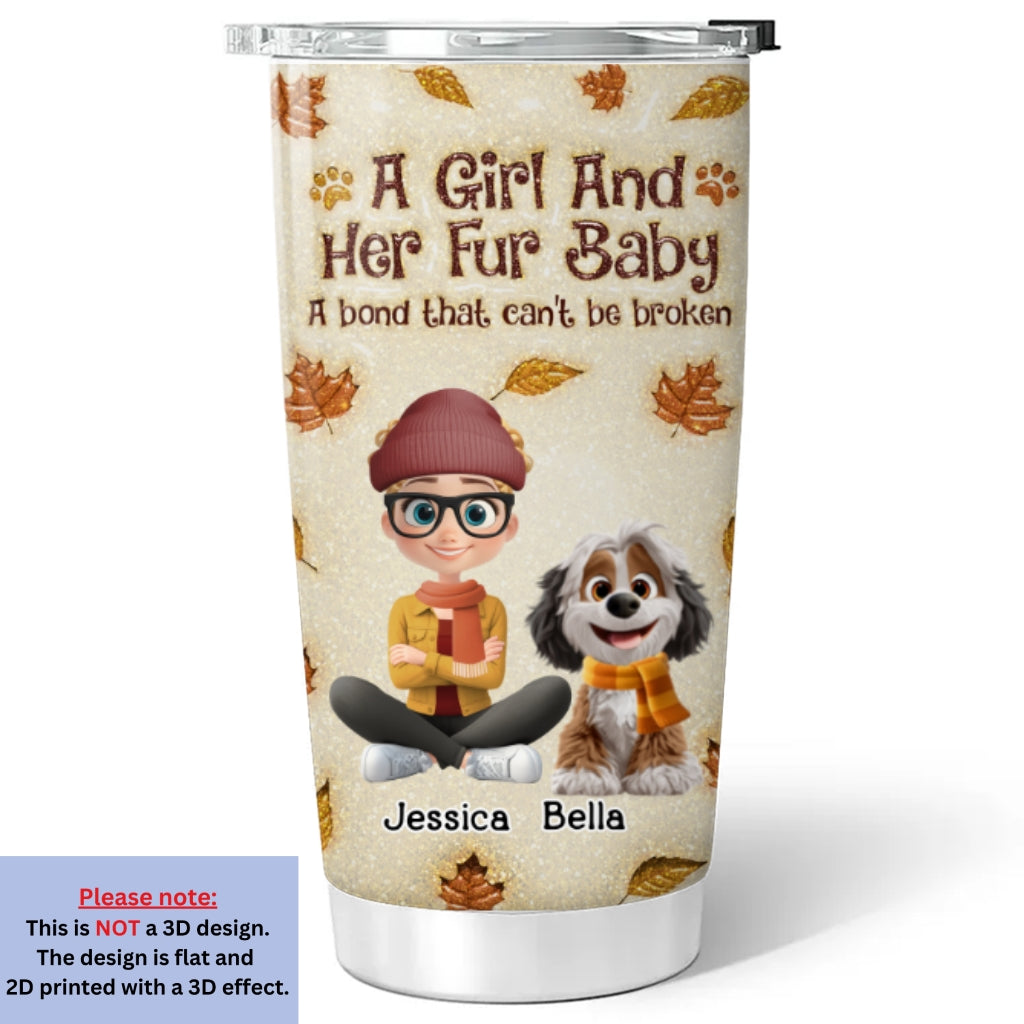 Custom Christmas Birthday Gifts For Pet Mom, Pet Lovers • A Girl And Her Fur Babies Autumn - Personalized 3D Inflated Effect Tumbler