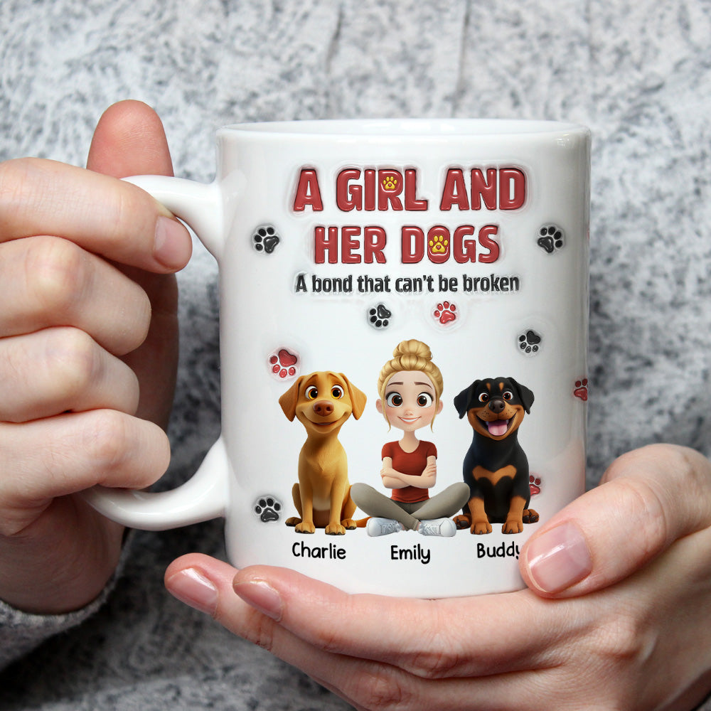 Custom Christmas Birthday Gifts For Dog Mom, Dog Lovers • A Girl And Her Dog Version 2 - Personalized 3D Inflated Effect Mug