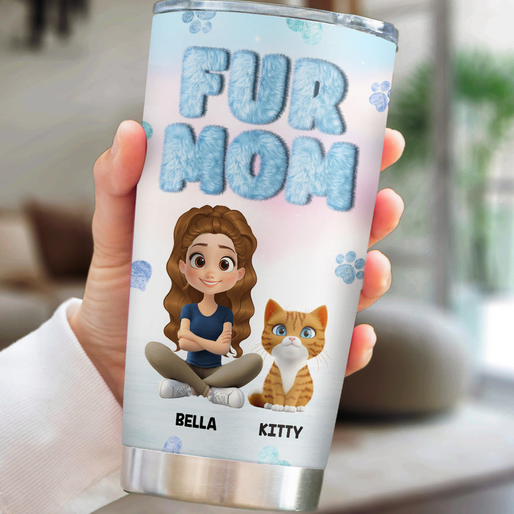 Custom Christmas Birthday Gifts For Pet Lovers • Fluffy Fur Mom - Personalized Tumbler