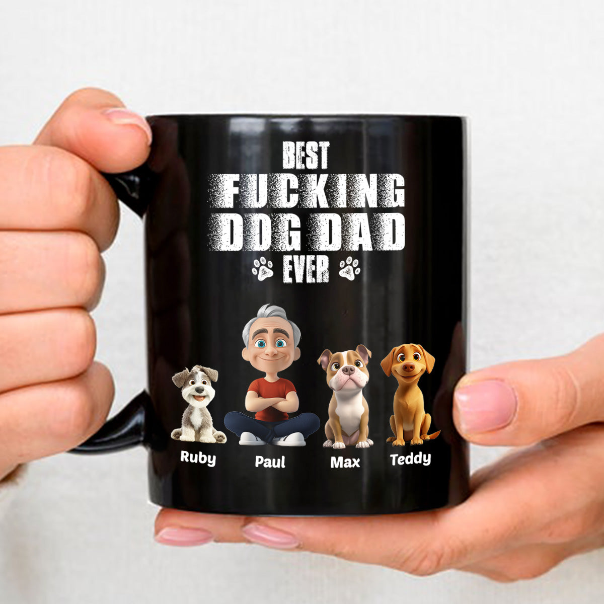 Custom Father's day Birthday Gifts For Dog Dad, Dog Lovers • Best Dad Ever Dark Ver - Personalized Coffee Mug