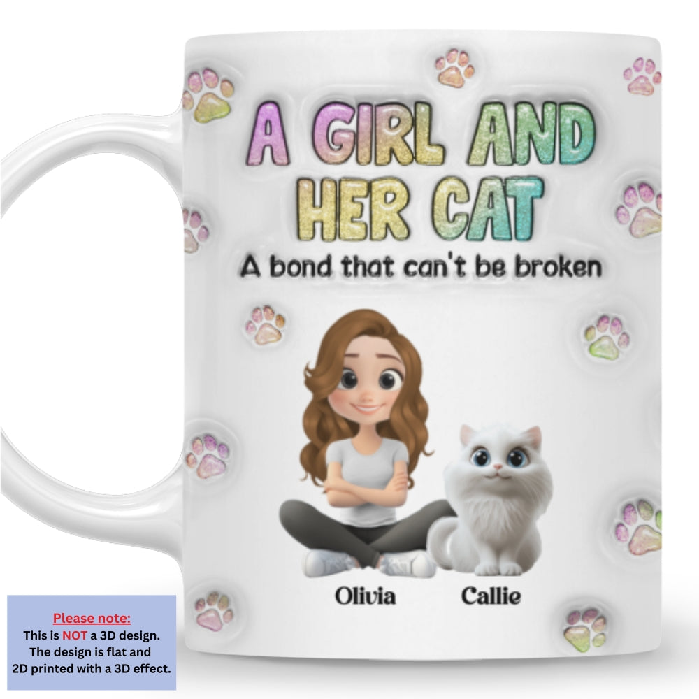 Custom Christmas Birthday Gifts For Dog Mom, Dog Lovers • A Girl And Her Cat - Personalized 3D Inflated Effect Mug
