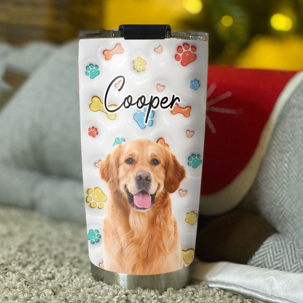 Custom Photo Christmas Birthday Gifts For Dog Lovers • Cute Dog Baby Photo - Personalized 3D Inflated Effect Tumbler