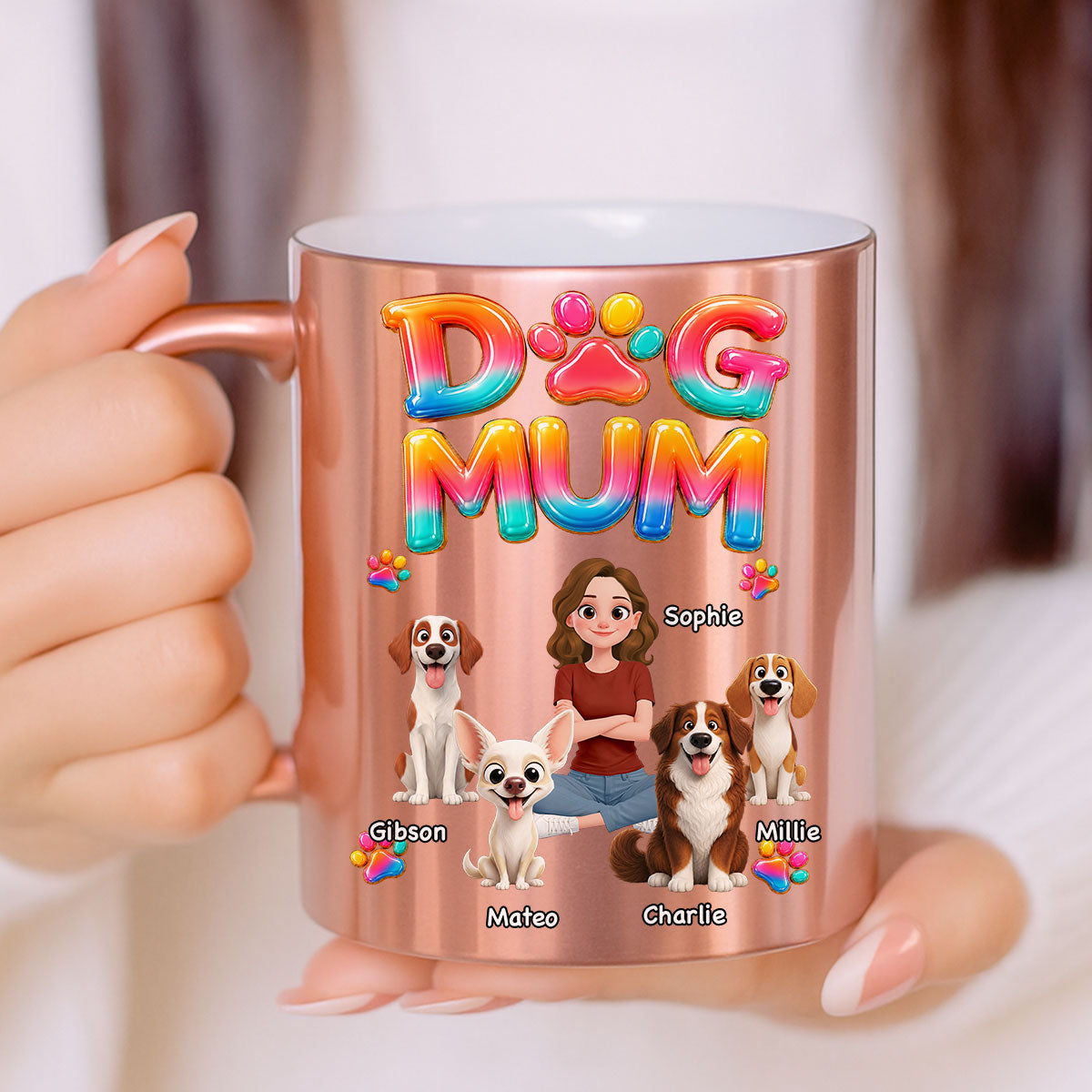 Custom Christmas Birthday Gifts For Dog Mom, Dog Lovers • Golden Dog Mom Era - Personalized Metallic Mug