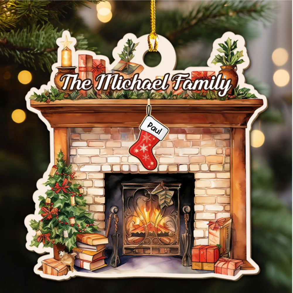 Stocking Christmas Family - Personalized Wood Ornament