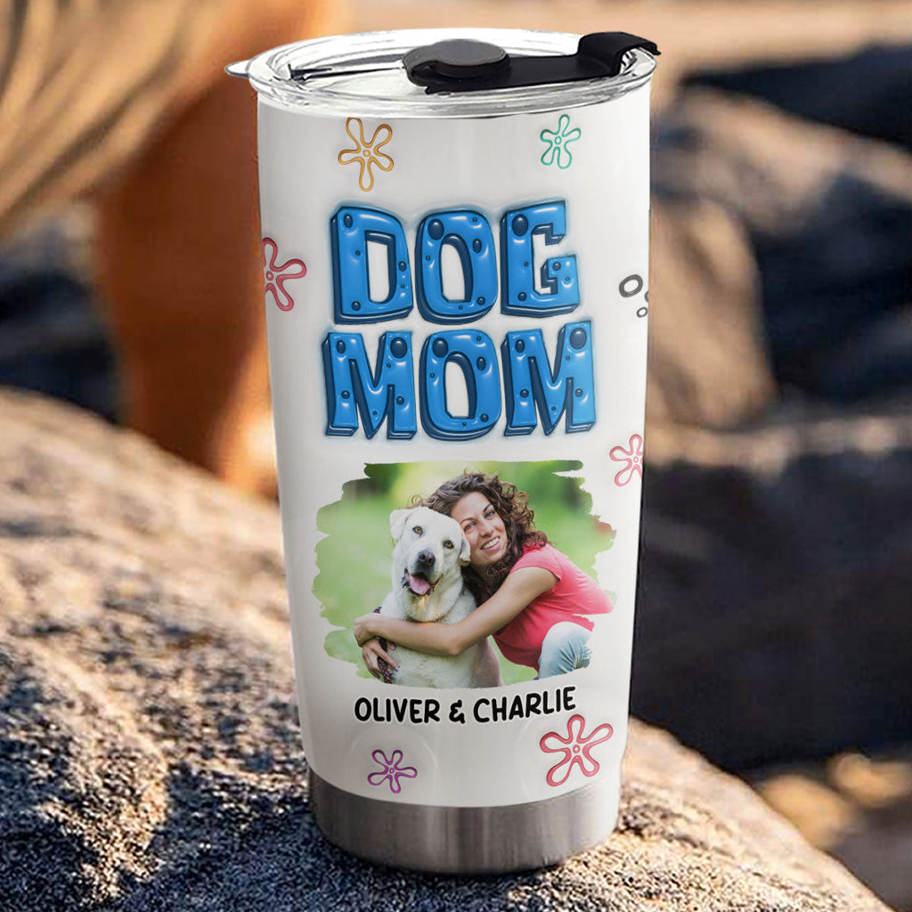 Custom Photo Christmas Birthday Gifts For Dog Mom, Dog Lovers • Sponge Dog Mom Photo Version 2 - Personalized 3D Inflated Effect Tumbler