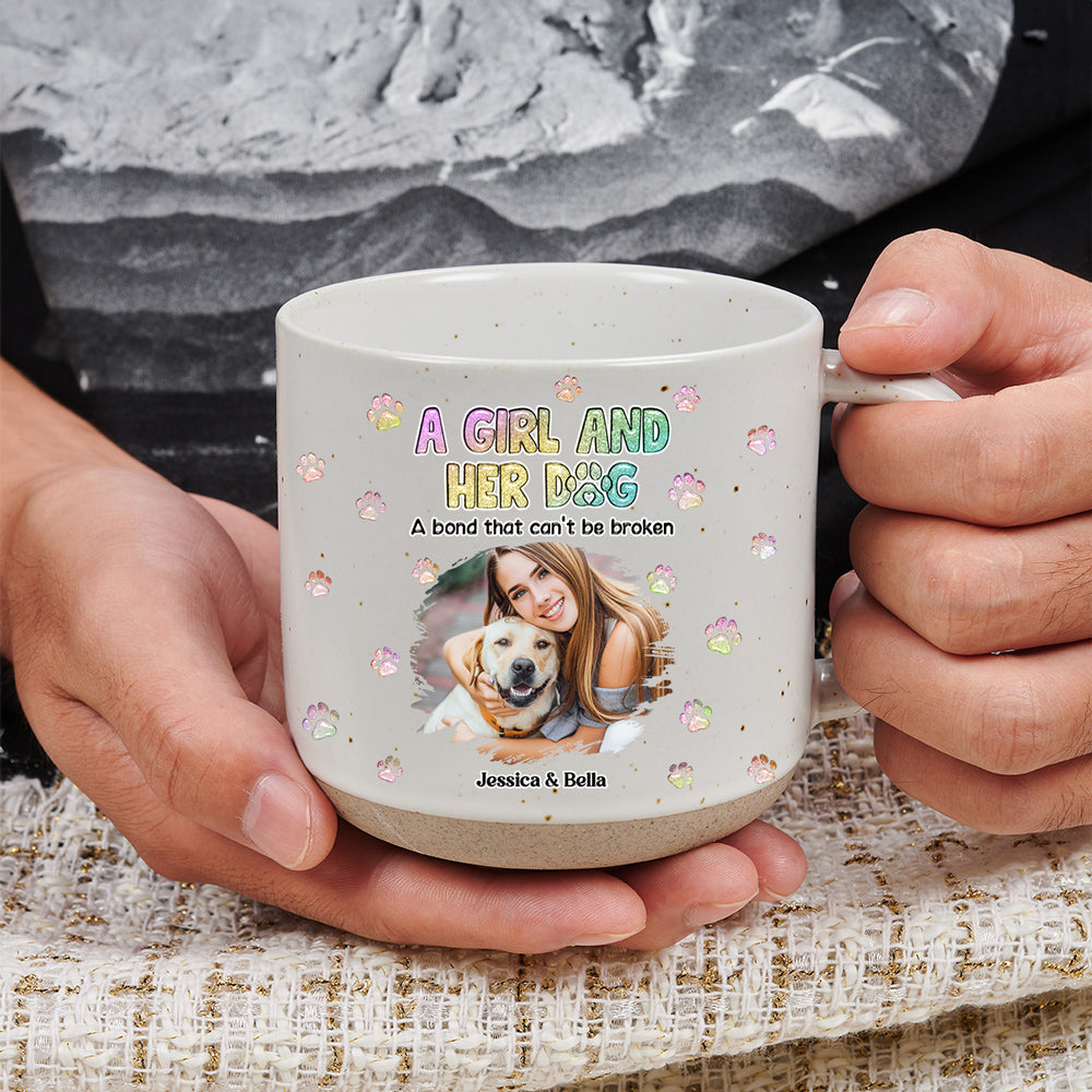 Custom Photo Christmas Birthday Gifts For Dog Mom, Dog Lovers • A Girl And Her Dog Photo - Personalized Pottery Mug