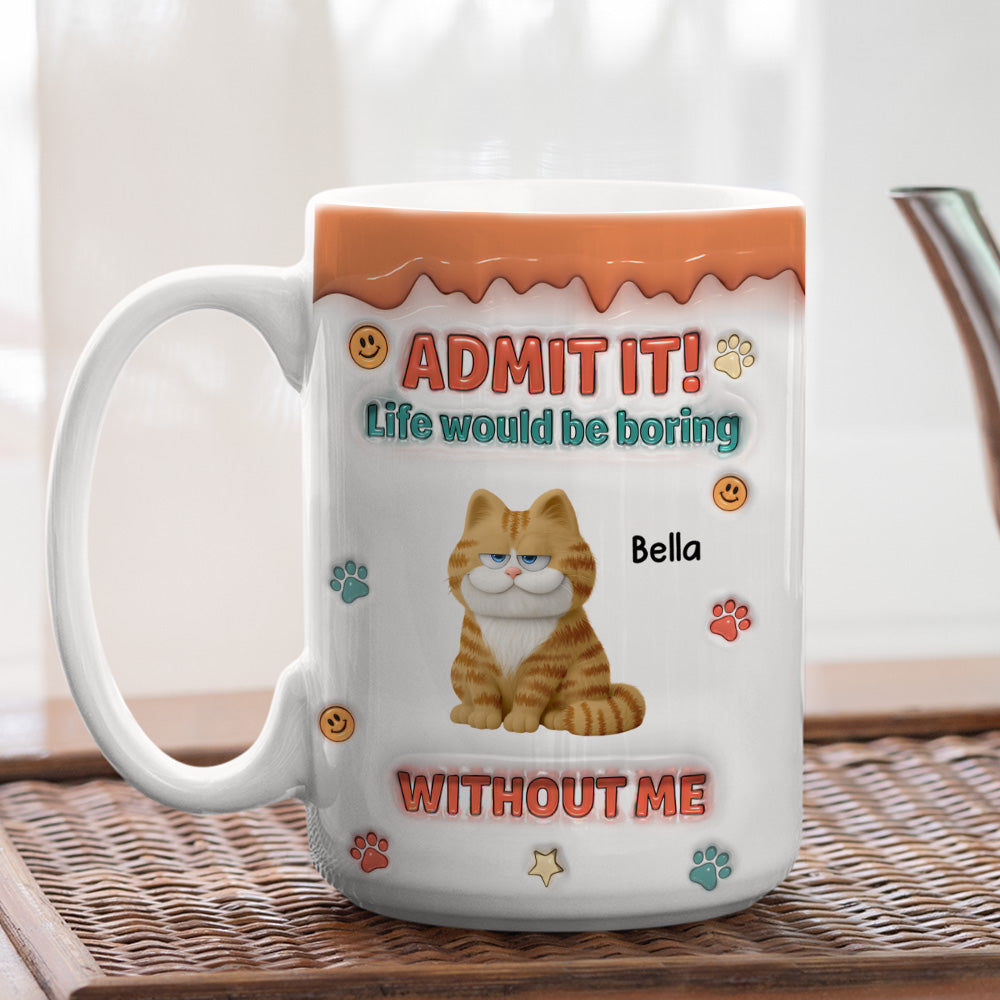 Custom Christmas Birthday Gifts For Cat Lovers • Admit It Chunky Cat - Personalized 3D Inflated Effect Coffee Mug