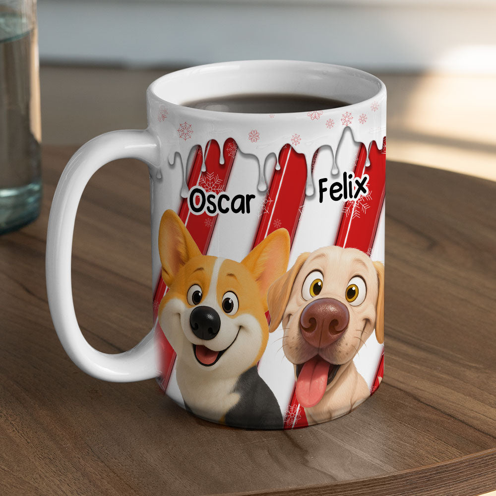 Custom Christmas Birthday Gifts For Dog Lovers • Candy Cartoon Dog - Personalized 3D Inflated Effect Coffee Mug