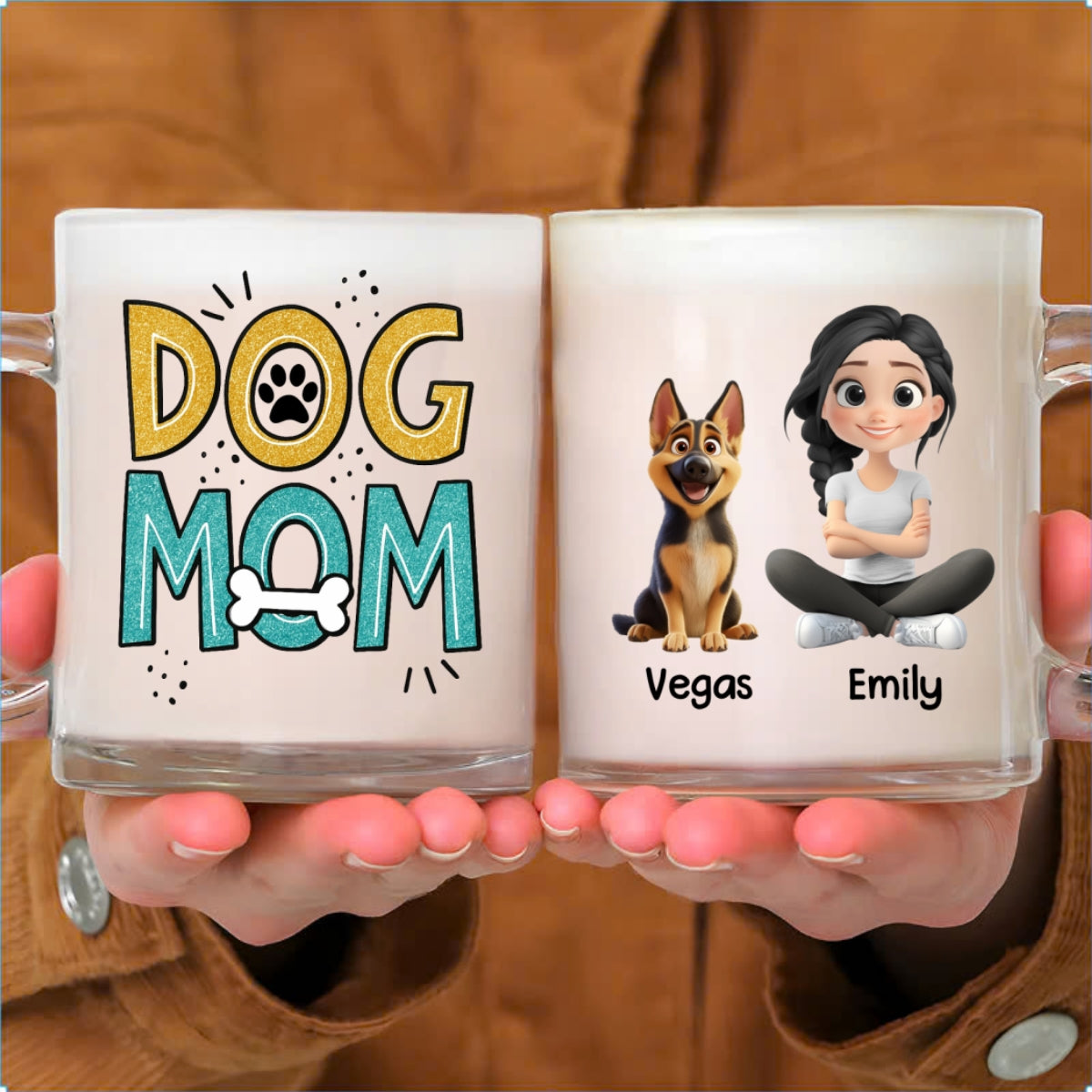 Custom Christmas Birthday Gifts For Dog Mom, Dog Lovers • The Dog Mom - Personalized Glass Mug