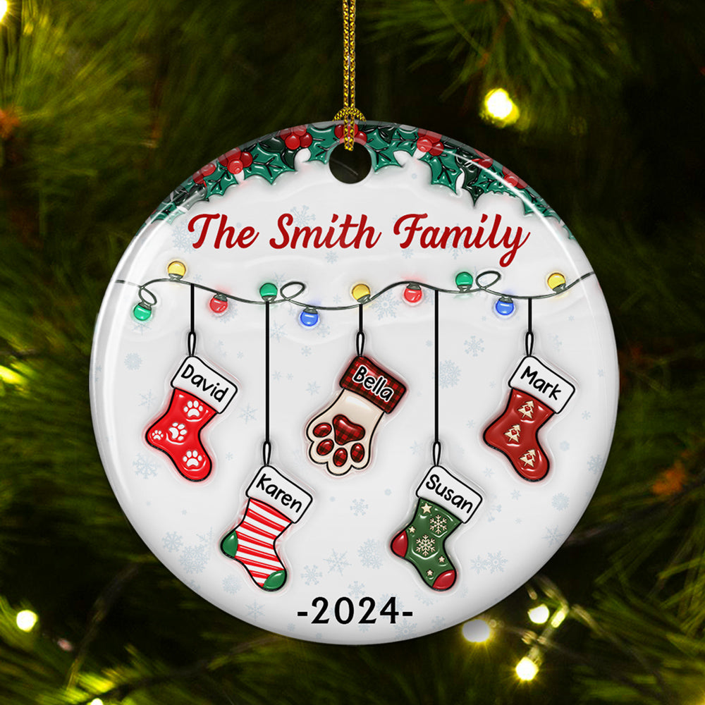 Custom Christmas Decor Home Birthday Gifts For Dog Lovers • Christmas Together - Personalized 3D Inflated Effect Ceramic Ornament