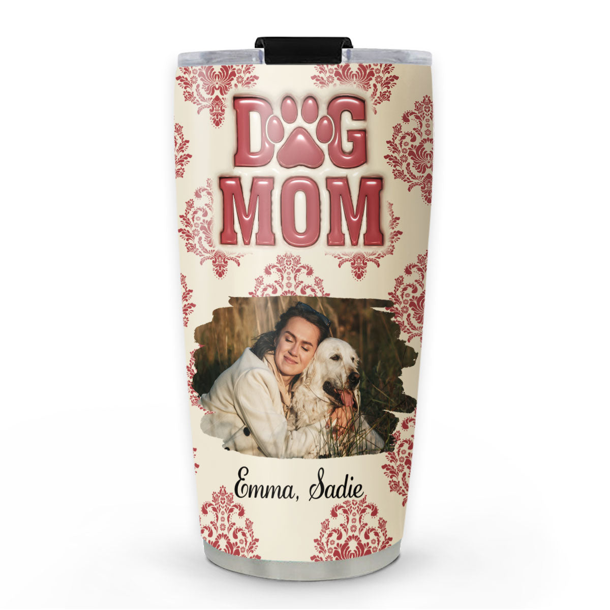 Custom Photo Christmas Birthday Gifts For Dog Mom, Dog Lovers • Queen Of Dogs Photo - Personalized 3D Inflated Effect Tumbler