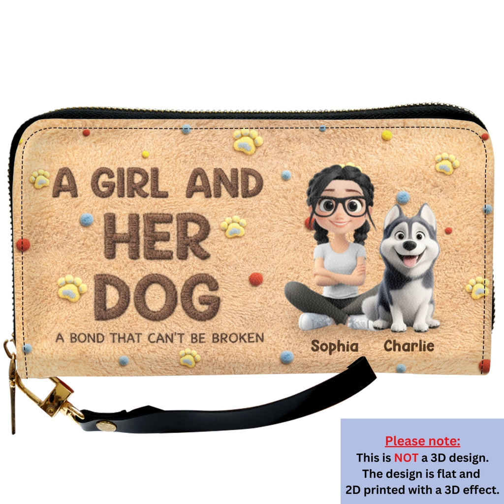 Stuffy Girl And Her Lovely Dogs - Personalized 3D Effect Leather Wallet