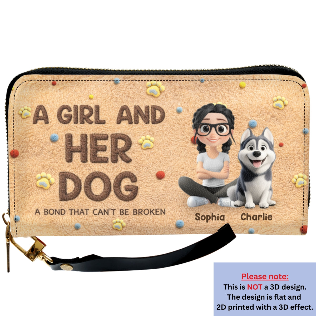Stuffy Girl And Her Lovely Dogs - Personalized 3D Effect Leather Wallet