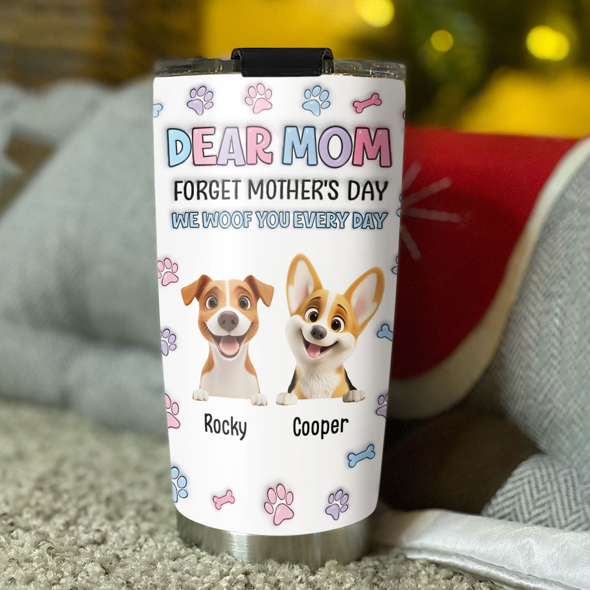 Custom Christmas Birthday Gifts For Dog Lovers • Forget - Personalized 3D Inflated Effect Tumbler