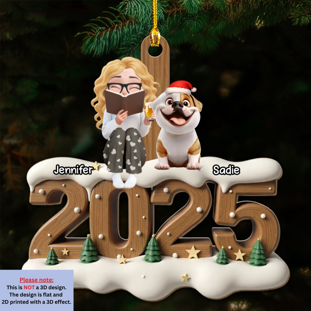 Custom Christmas Decor Home Birthday Gifts For Dog Lovers • Reading Buddy Now Onwards - Personalized 3D Effect Wood Ornament