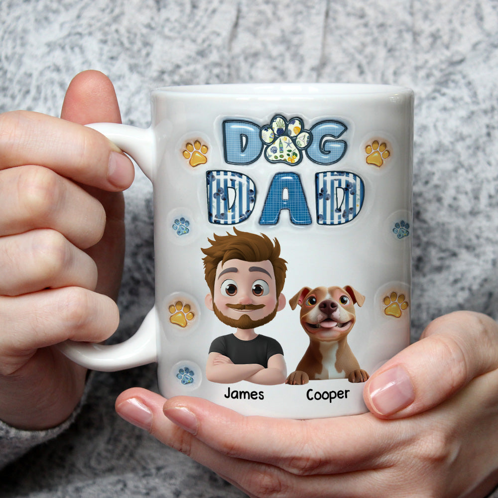 Custom Christmas Birthday Gifts For Dog Dad, Dog Lovers • My Baby On Top Of All - Personalized 3D Inflated Effect Mug
