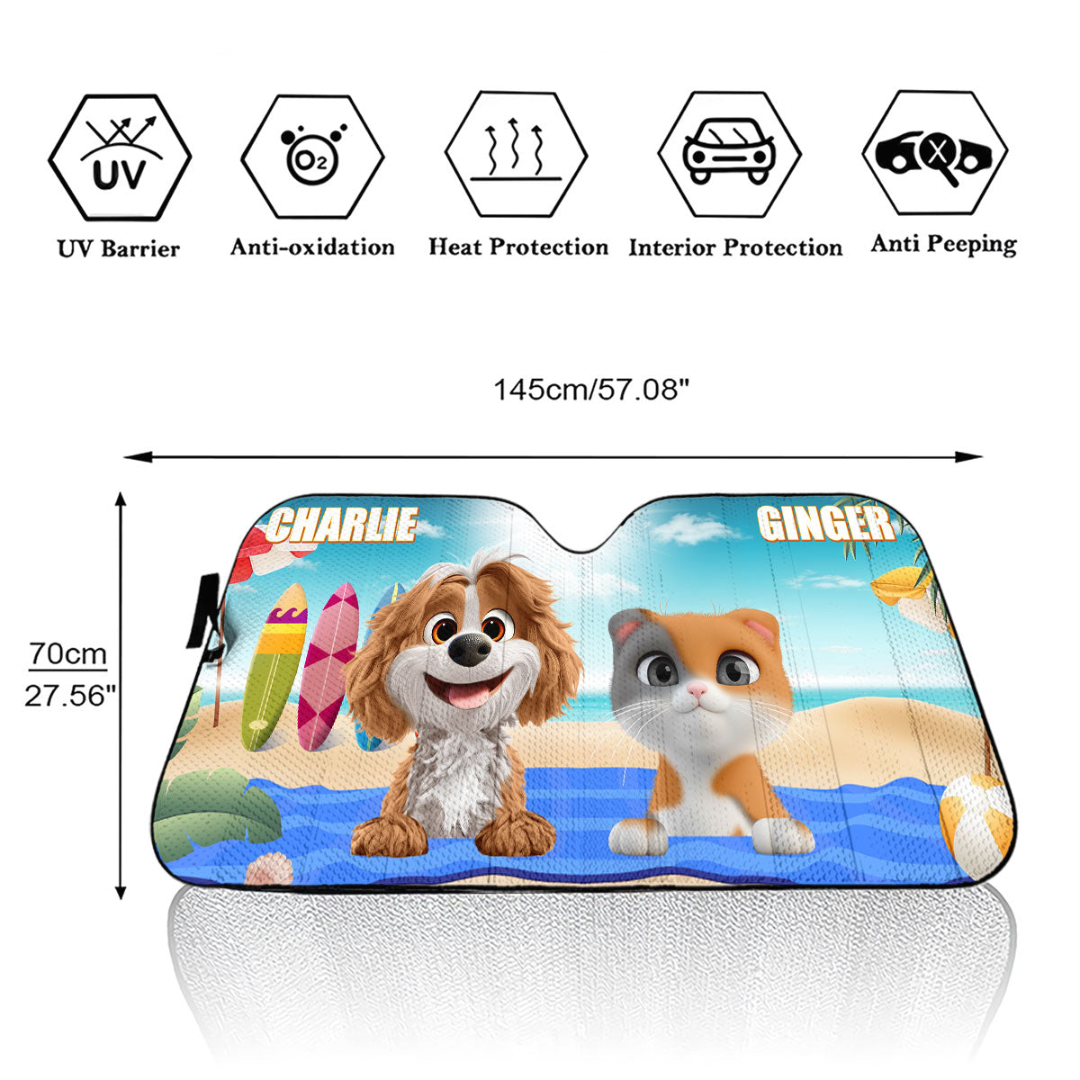 Custom Christmas Birthday Gifts Car Accessories for Pet Parents • Pet And Beach - Personalized Car Sunshade