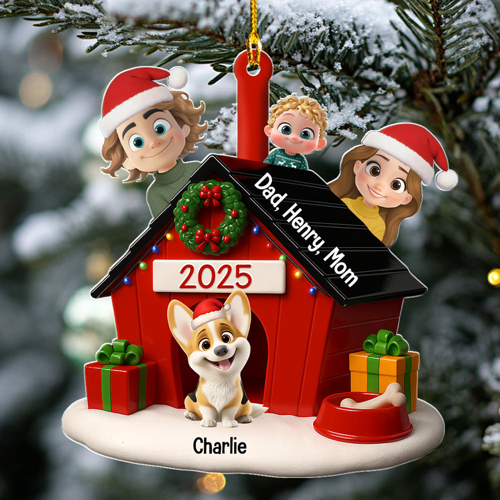 Custom Christmas Decor Home Birthday Gifts For Dog Lovers • Peeking On You - Personalized 3D Effect Acrylic Ornament