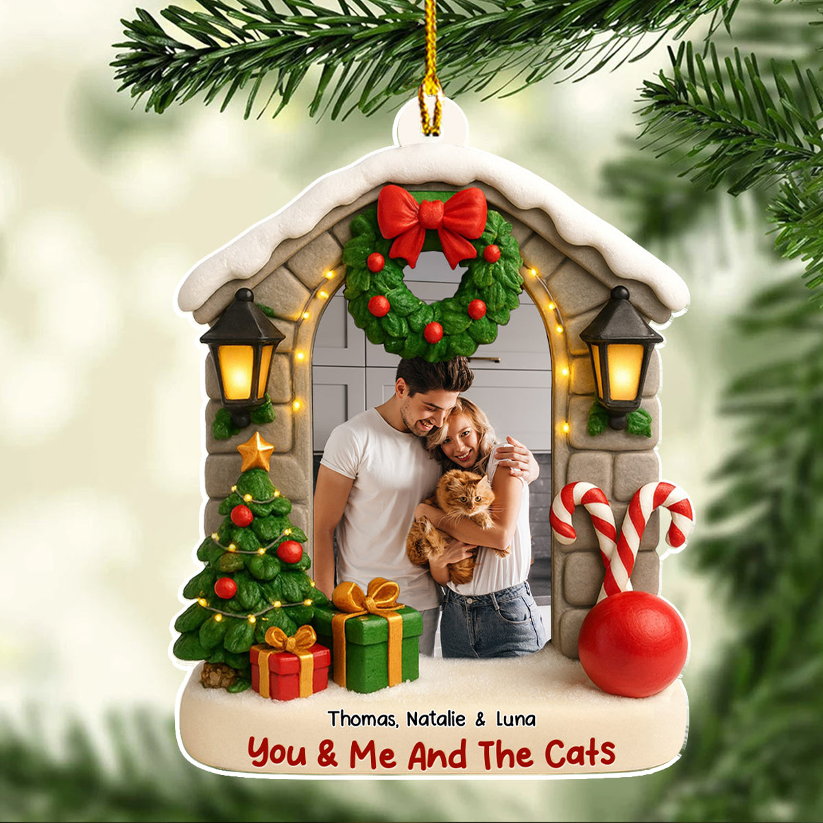 Custom Christmas Decor Home Birthday Gifts For Cat Lovers • Bond Of Cat Love Photo - Personalized 3D Effect Acrylic Ornament
