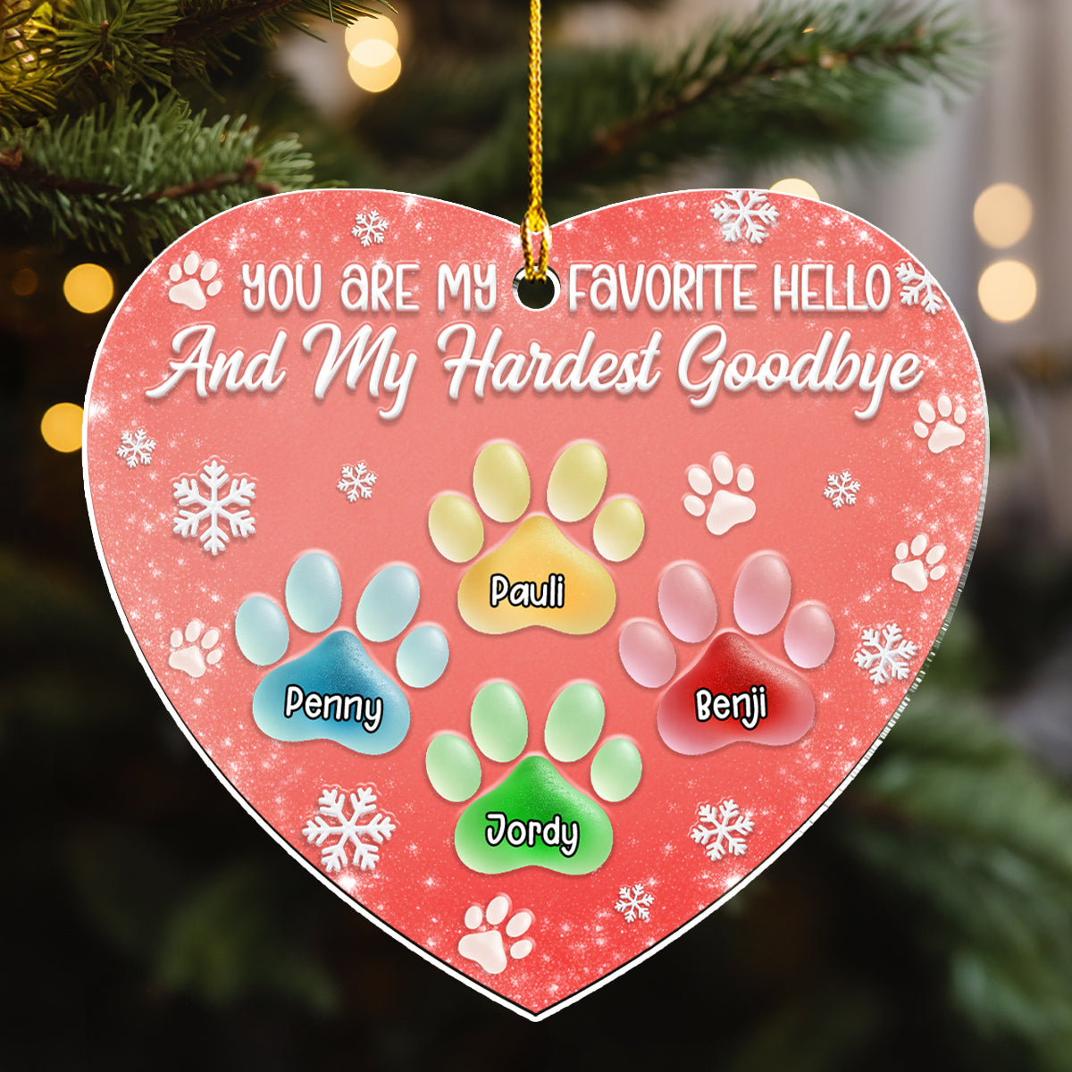 Custom Christmas Memorial Sympathy Gifts For Dogs, Cats • Just Be Here With Me - Personalized 3D Effect Acrylic Ornament