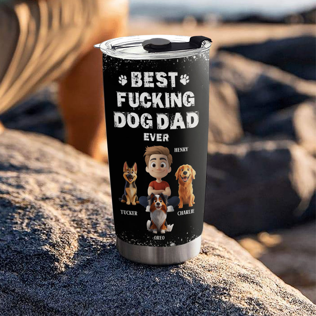 Custom Christmas Birthday Gifts For Dog Dad, Dog Lovers • This Is The Best Dad - Personalized Tumbler