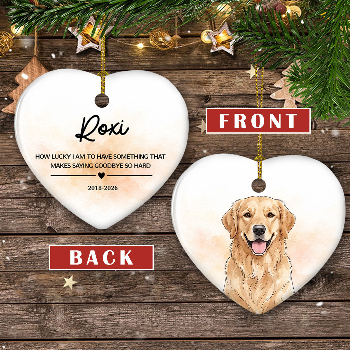Custom Christmas Memorial Sympathy Gifts For Dogs, Cats • Forever In My Heart - Personalized Heart Ceramic Ornament
