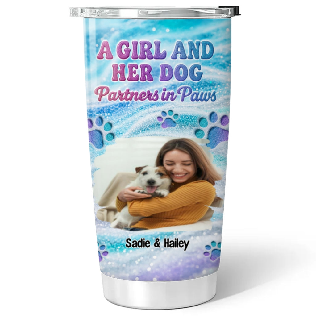 Custom Photo Christmas Birthday Gifts For Dog Mom, Dog Lovers • Purple Blue Photo - Personalized Tumbler