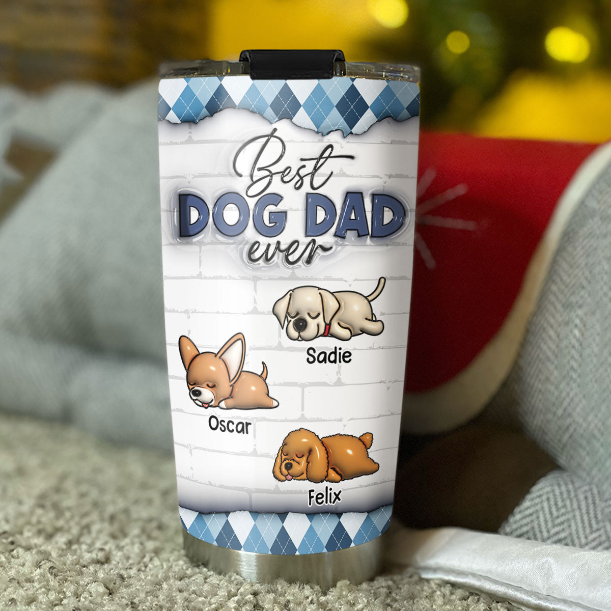 Custom Christmas Birthday Gifts For Pet Lovers • Best Dog Parents - Personalized 3D Inflated Effect Tumbler