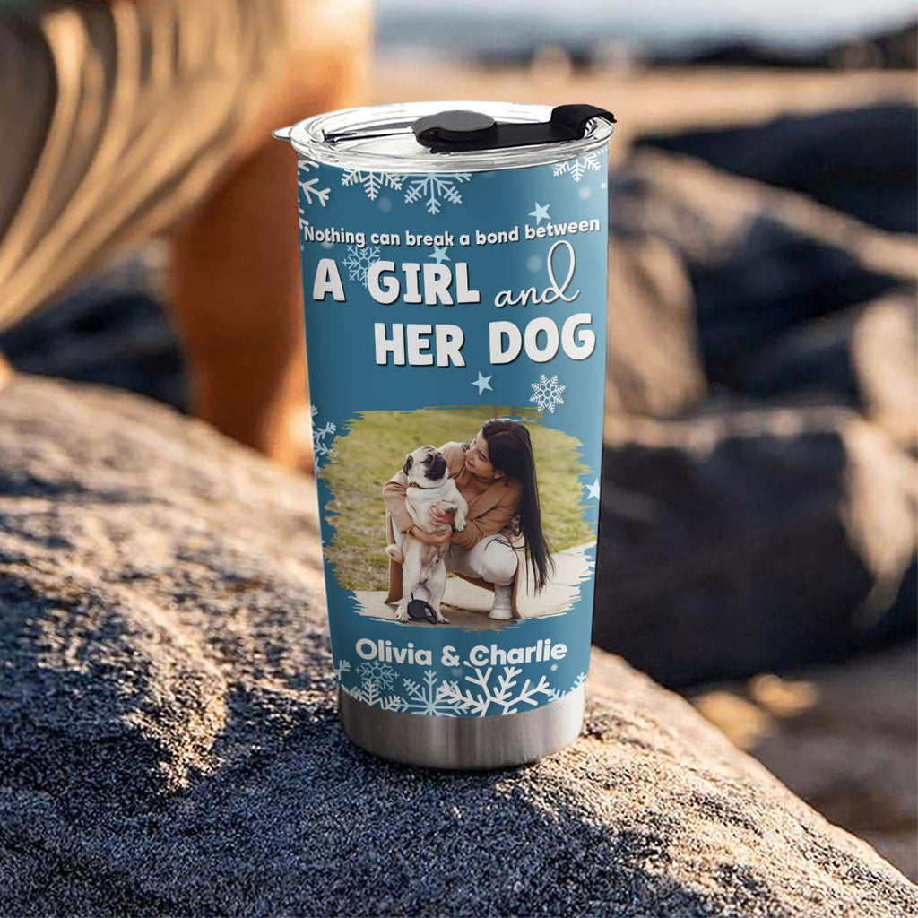 Custom Photo Christmas Birthday Gifts For Dog Mom, Dog Lovers • White Christmas Photo - Personalized Tumbler
