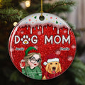 Christmas Dog Mom - Personalized 3D Inflated Effect Ceramic Ornament
