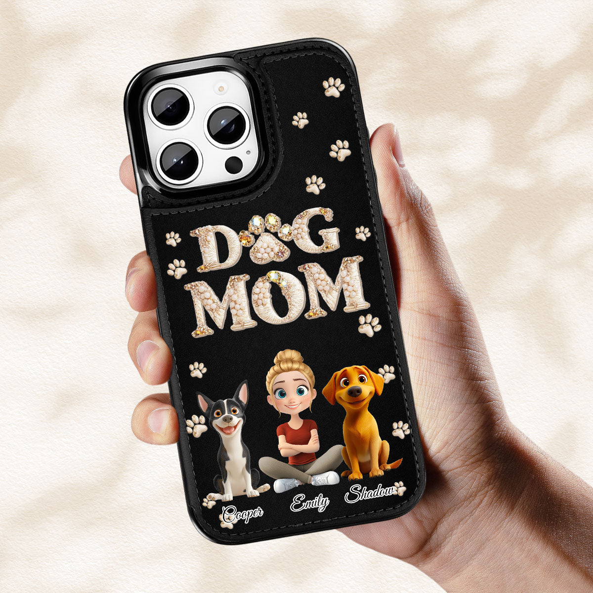 Fancy Dog Mom - Personalized Leather Phone Case