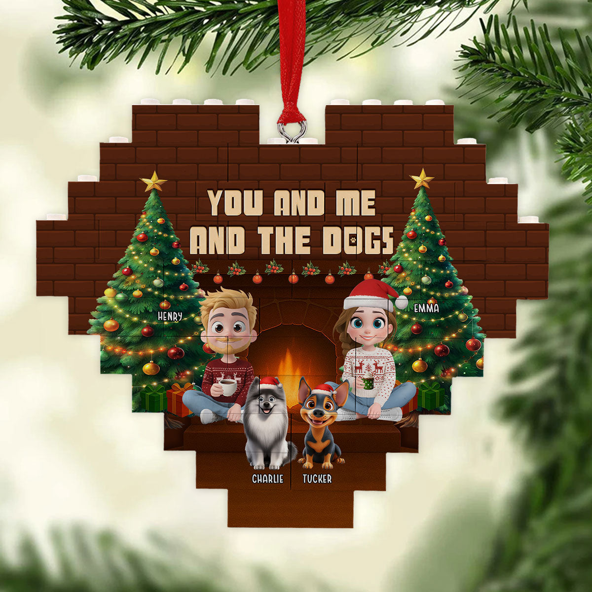 Custom Christmas Decor Home Birthday Gifts For Dog Lovers • This Is Us Through Time - Personalized 3D Effect Heart Puzzle Ornament