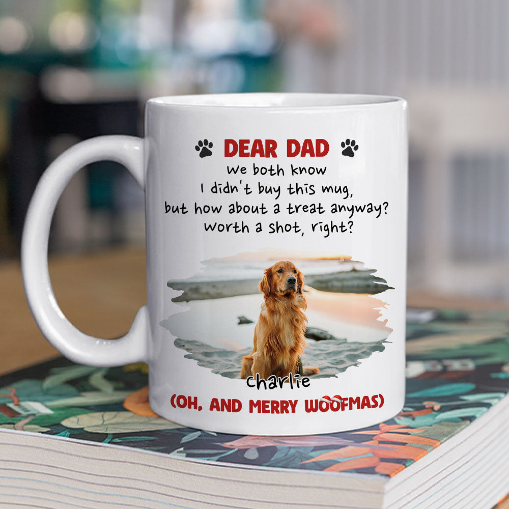 Custom Photo Christmas Birthday Gifts For Dog Dad, Dog Lovers • Worth A Shot Right Photo - Personalized Coffee Mug