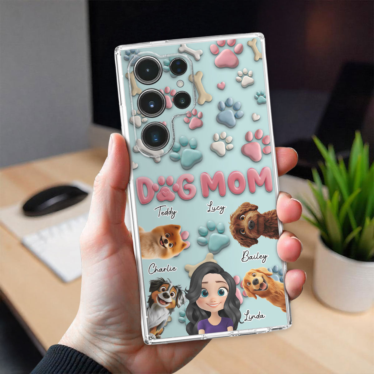 Dog And Mom Mum Cartoon - Personalized Phone Case