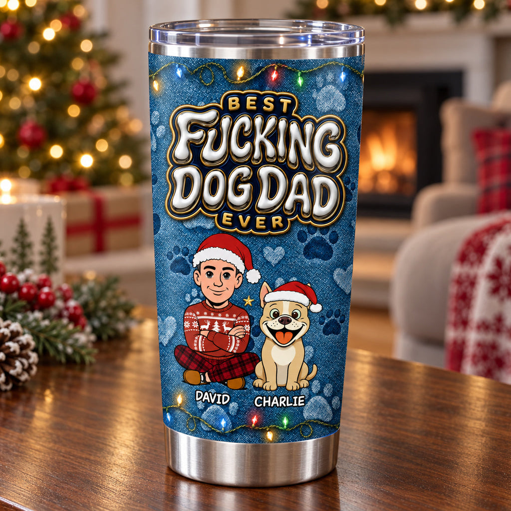 Custom Christmas Birthday Gifts For Dog Dad, Dog Lovers • An Unbreakable Bond - Personalized 3D Effect Tumbler