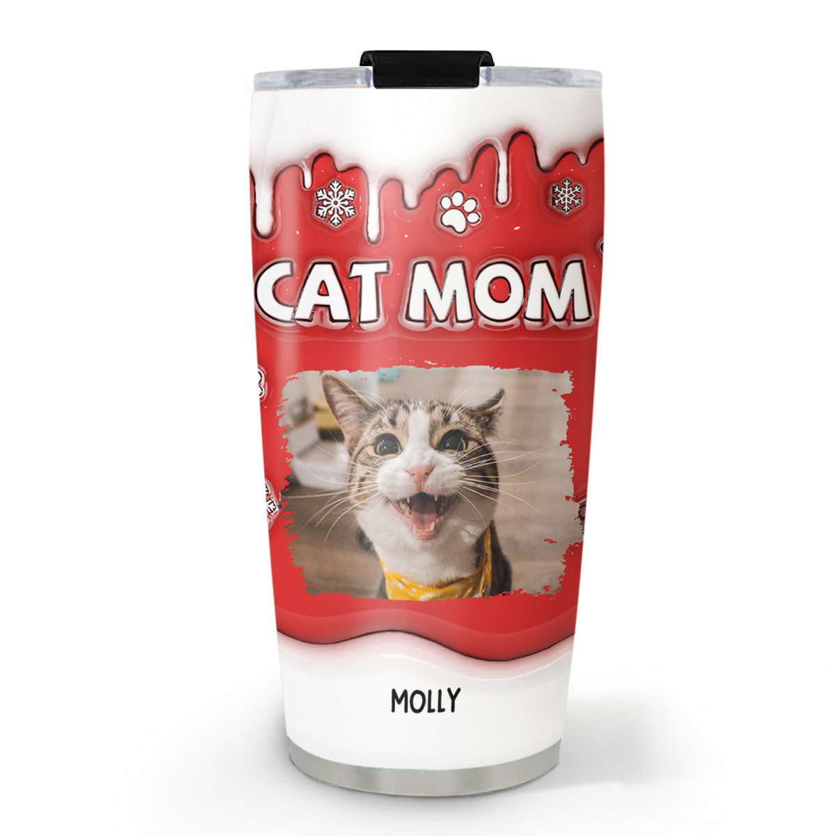 Custom Mother's day Birthday Gifts For Pet Mom, Pet Lovers • Christmas Mom Of Cats Photo - Personalized 3D Inflated Effect Tumbler