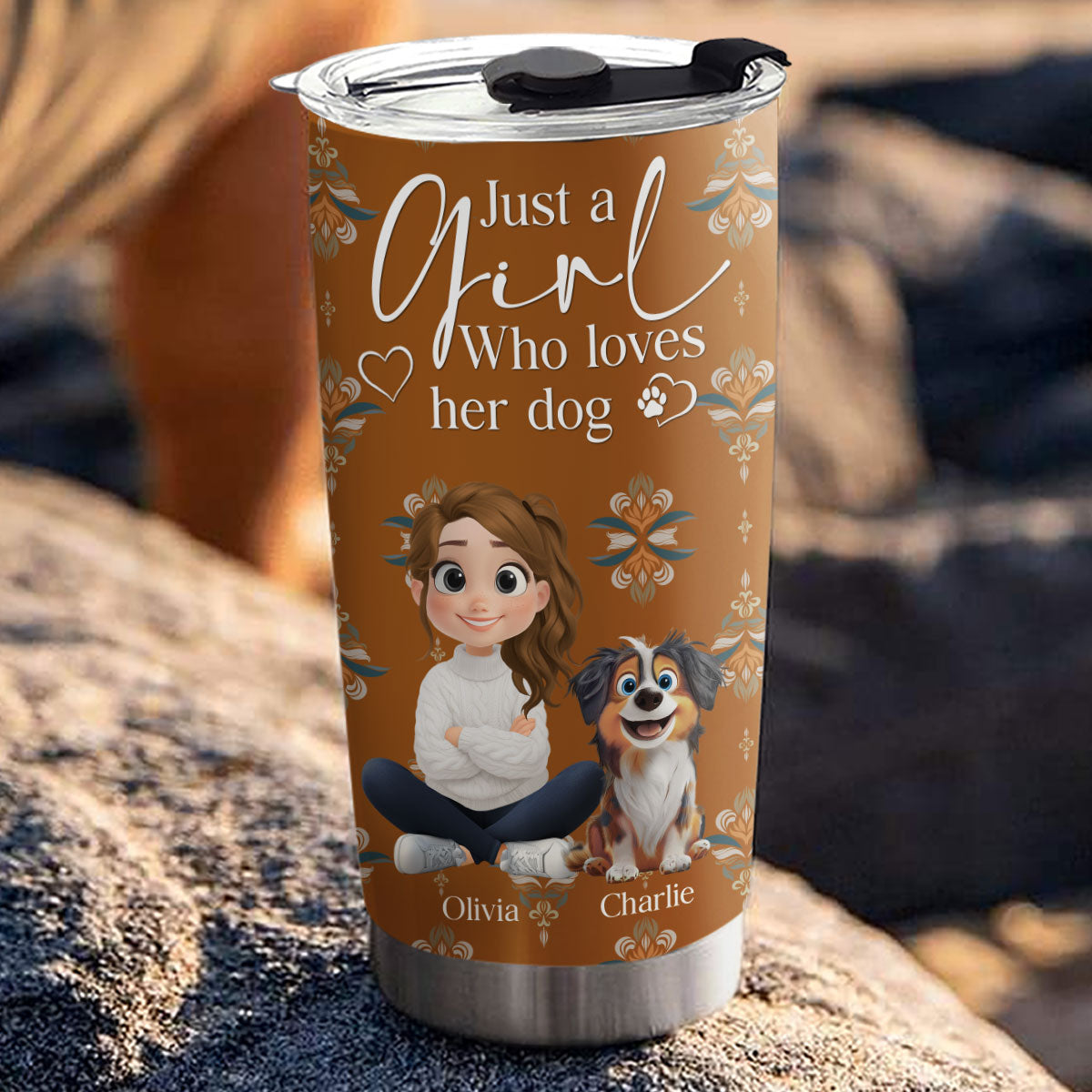 Custom Christmas Birthday Gifts For Dog Mom, Dog Lovers • Stay Here With Dogs - Personalized Tumbler