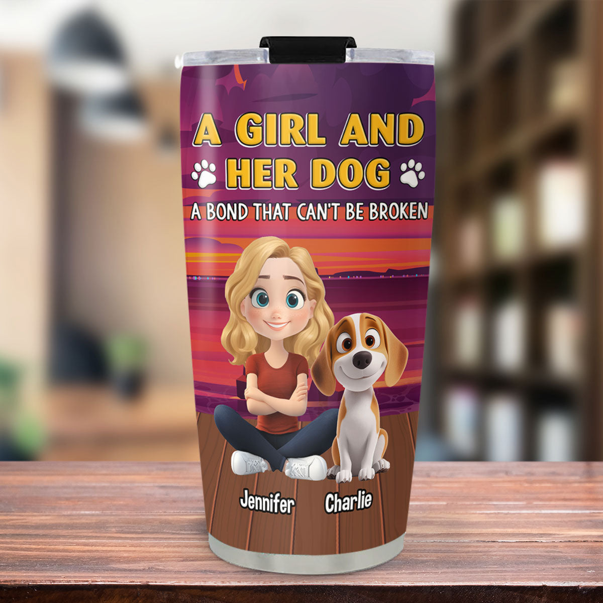 Custom Mother's day Birthday Gifts For Dog Mom, Dog Lovers • Ocean Glow With Pet - Personalized Tumbler