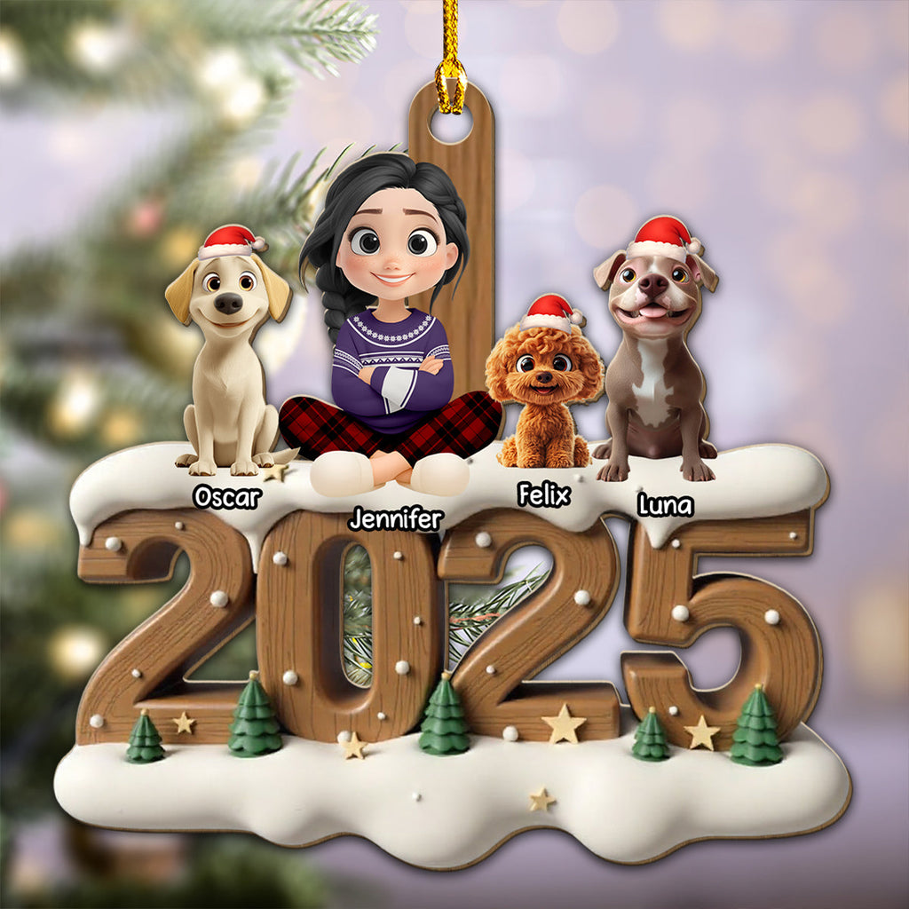 Custom Christmas Decor Home Birthday Gifts For Dog Mom, Dog Lovers • Us From This Year - Personalized 3D Effect Wood Ornament