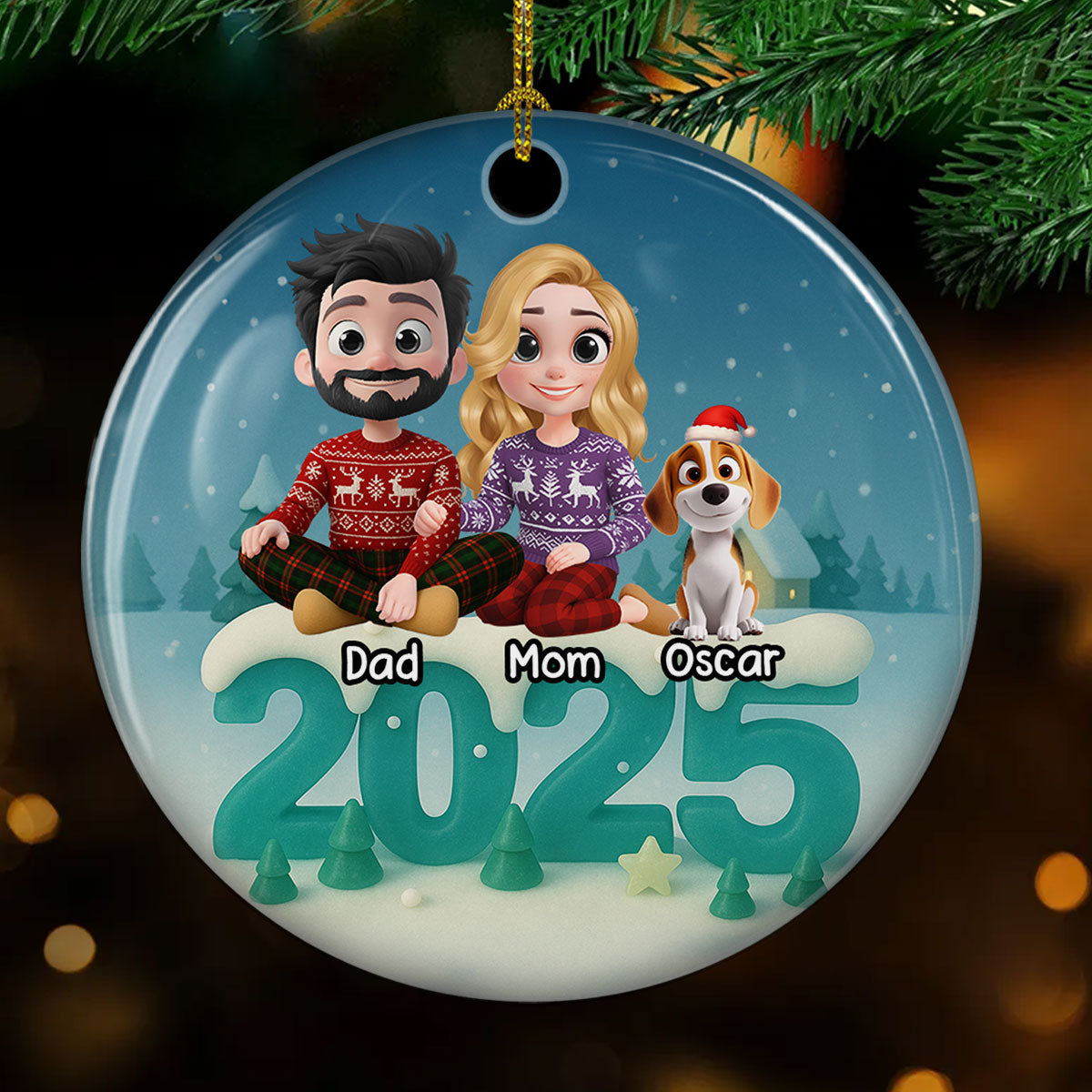 Custom Christmas Decor Home Birthday Gifts For Dog Lovers • See Through You - Personalized 3D Effect Ceramic Ornament