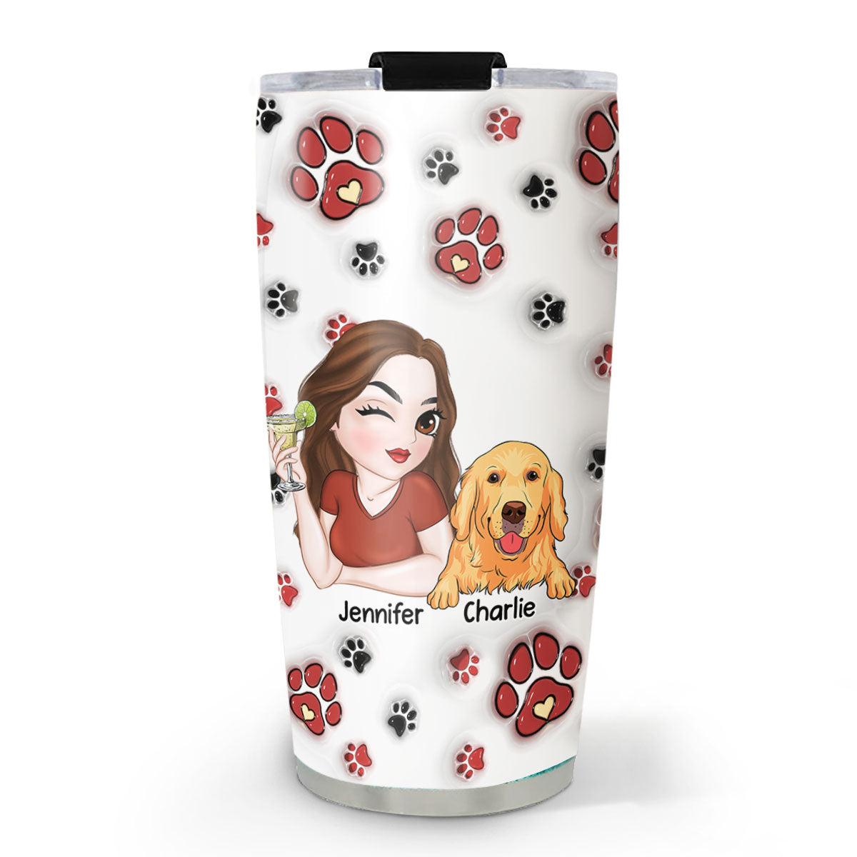 Custom Mother's day Birthday Gifts For Pet Mom, Pet Lovers • Love Dog Family - Personalized 3D Inflated Effect Tumbler