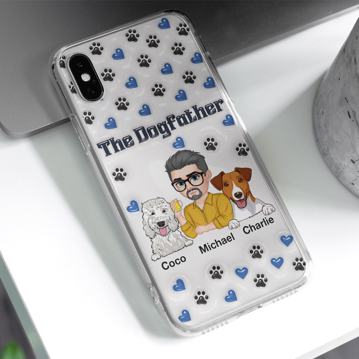 Handsome Dog Dad - Personalized 3D Inflated Effect Phone Case