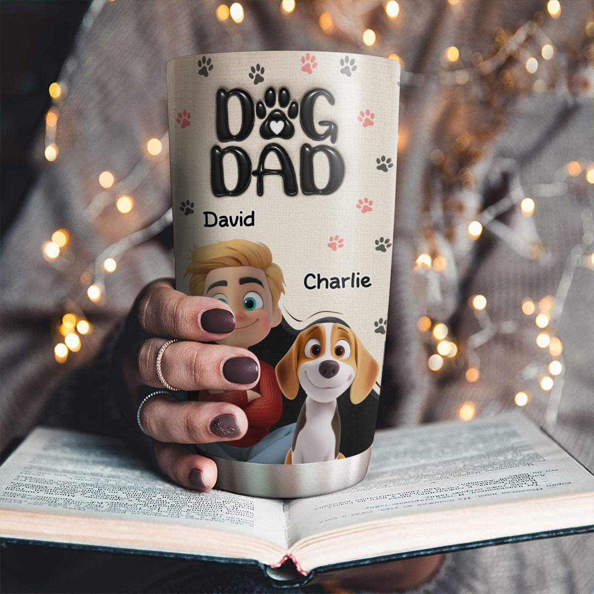 Custom Christmas Birthday Gifts For Dog Dad, Dog Lovers • Dad Love You The Most - Personalized 3D Inflated Effect Tumbler