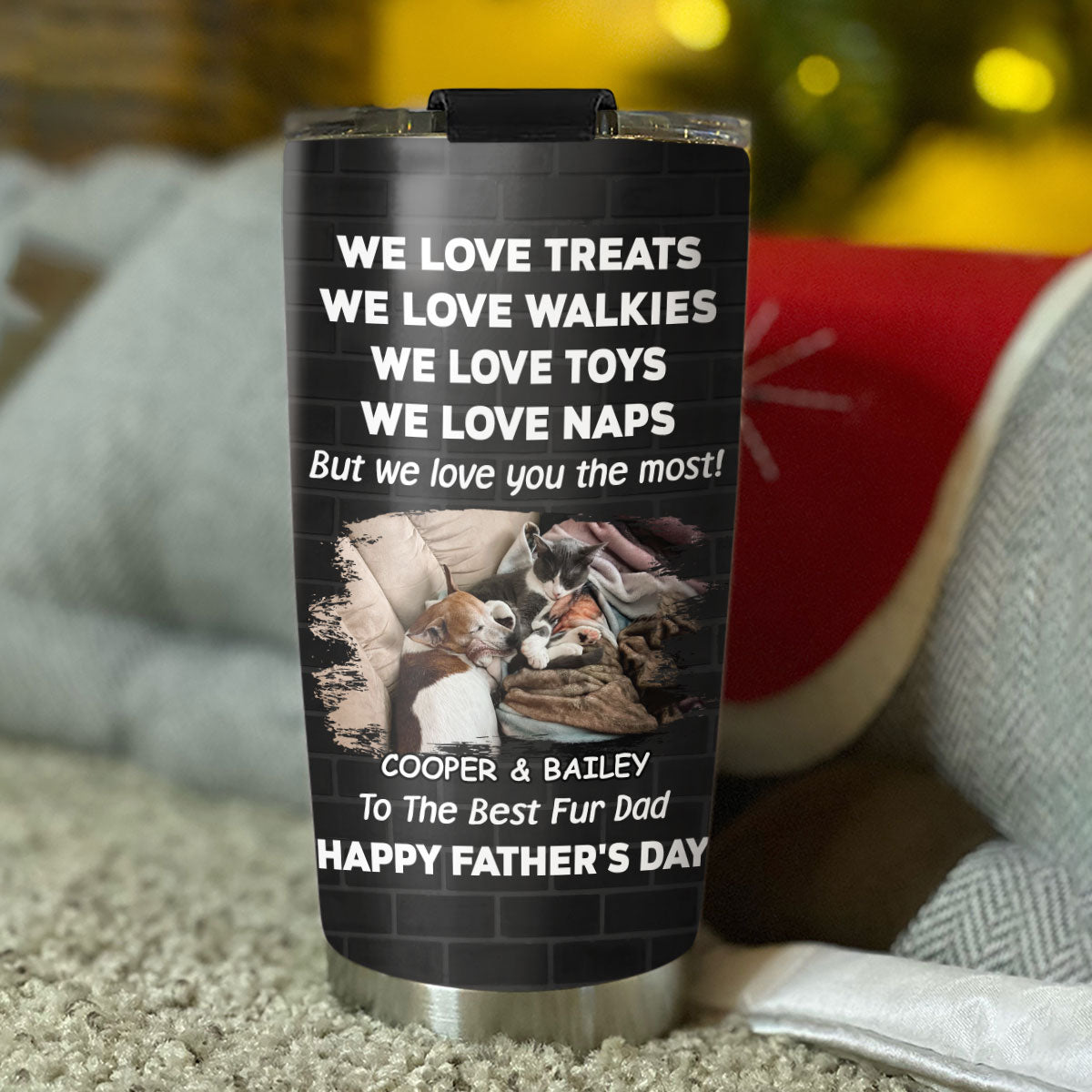 Custom Photo Christmas Birthday Gifts For Pet Lovers • Love You The Most Fur Photo Ver - Personalized Tumbler