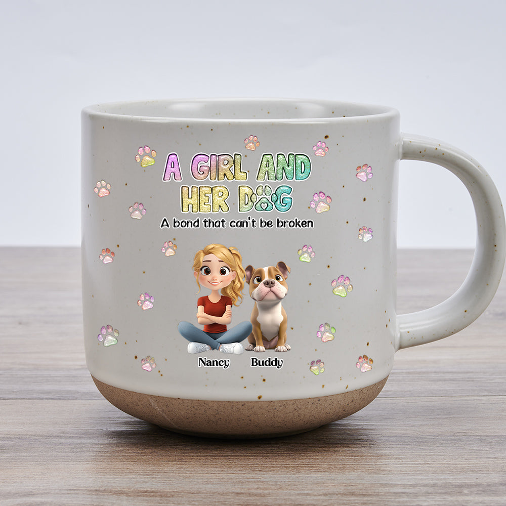Custom Christmas Birthday Gifts For Dog Mom, Dog Lovers • A Girl And Her Dog - Personalized Pottery Mug