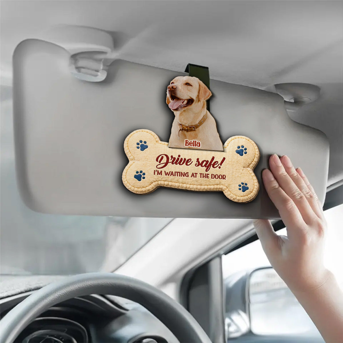 The Humans Live With Lovely Dogs Photo - Personalized Car Visor Clip