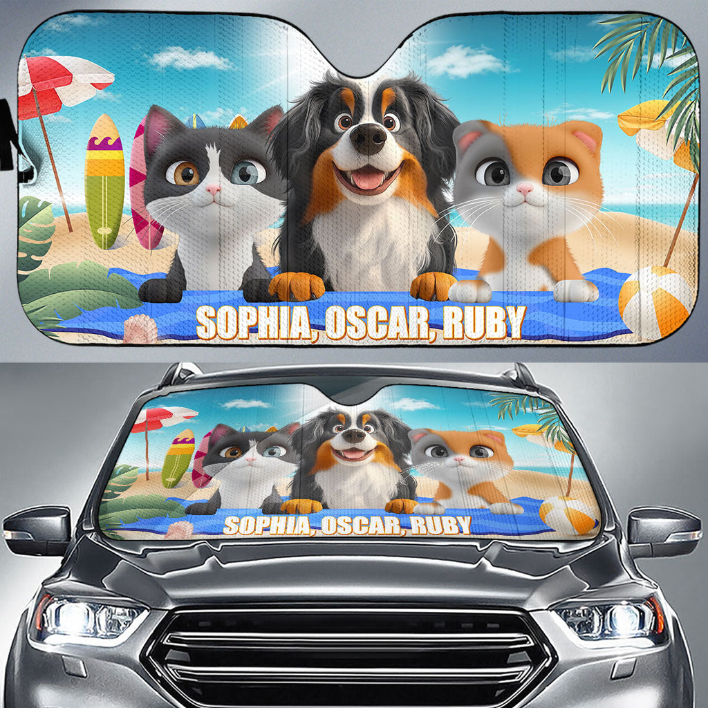 Custom Christmas Birthday Gifts Car Accessories for Pet Parents • Pet And Beach - Personalized Car Sunshade