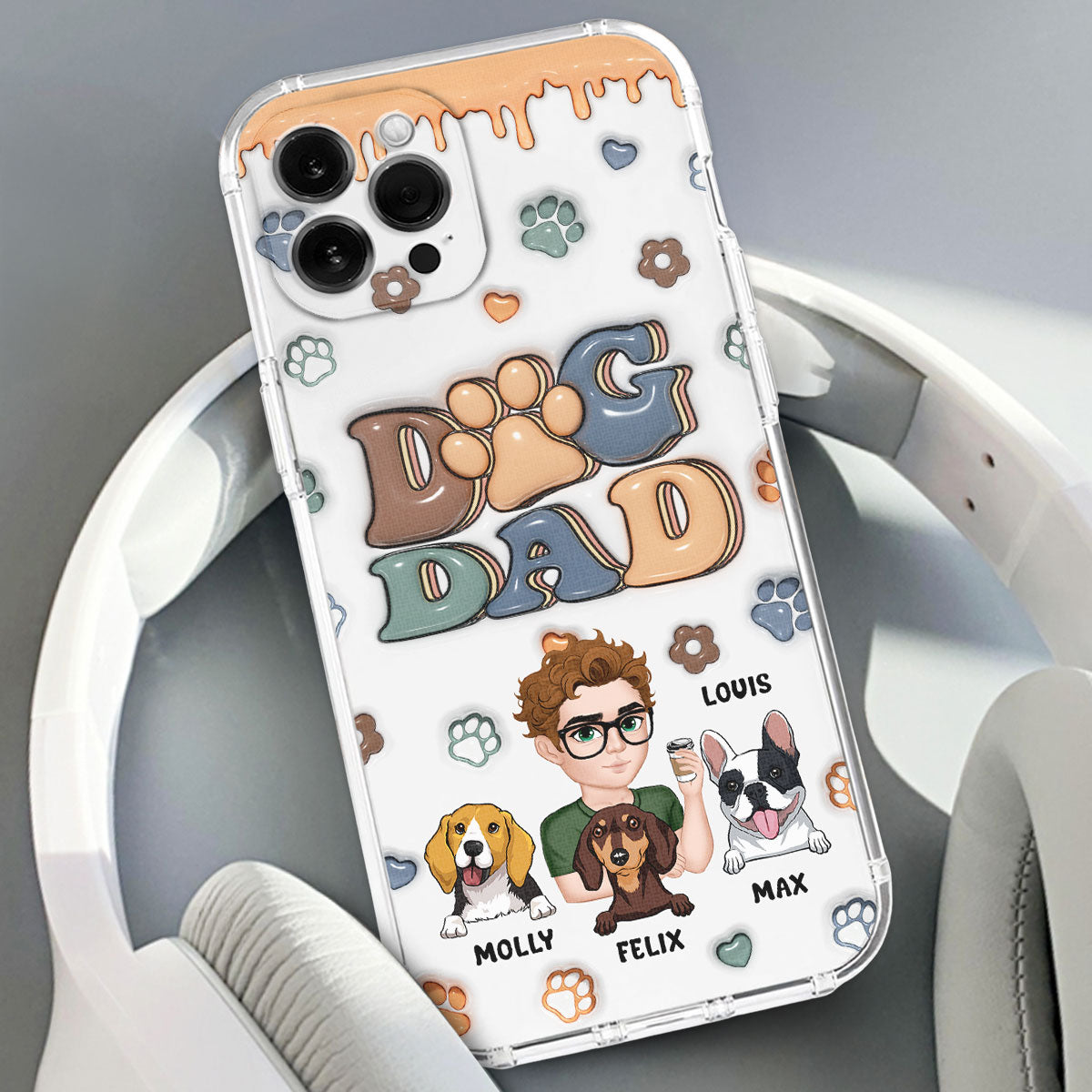 Handsome Dog Dad - Personalized 3D Inflated Effect Phone Case