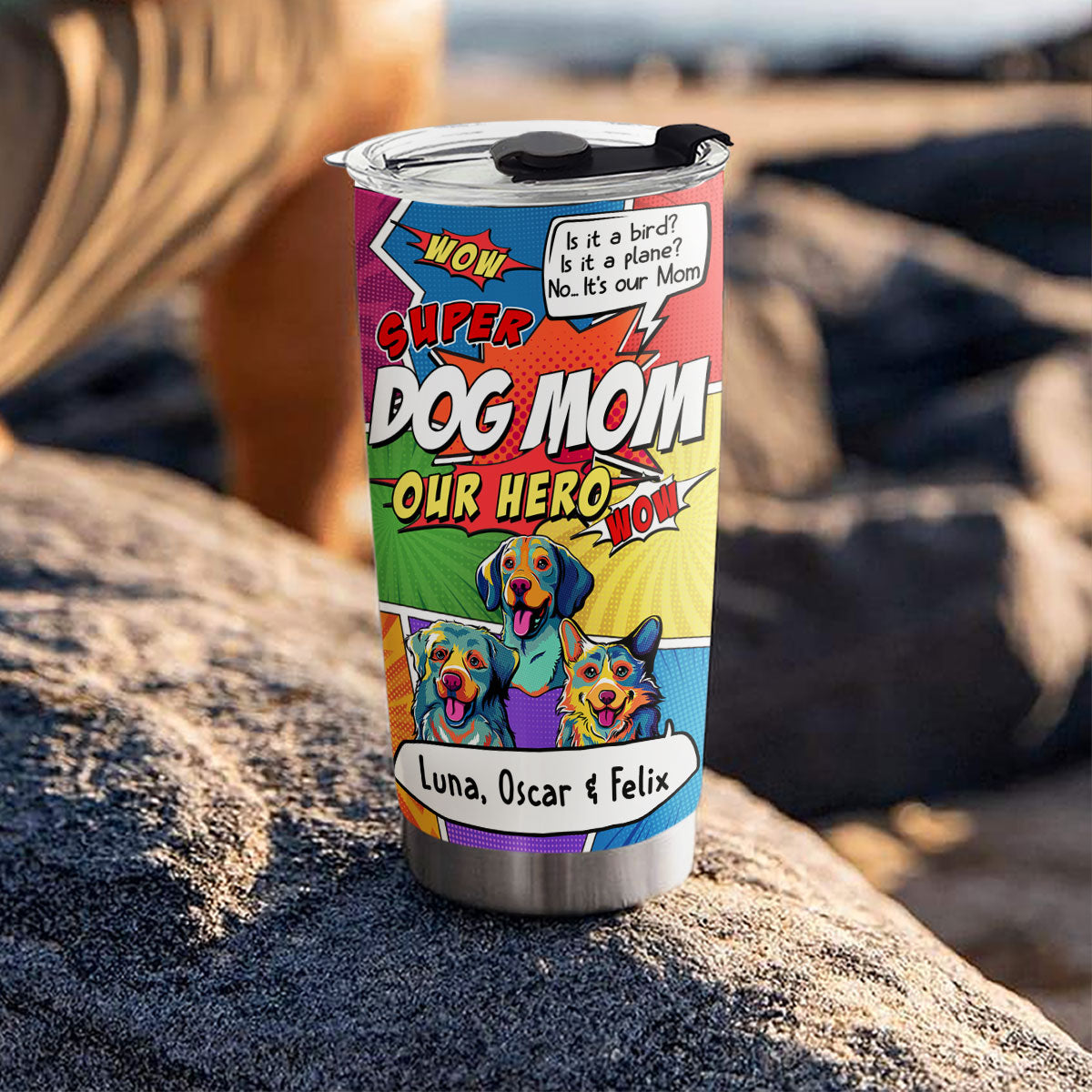 Custom Christmas Birthday Gifts For Dog Mom, Dog Lovers • Super Dog Mom - Personalized Tumbler